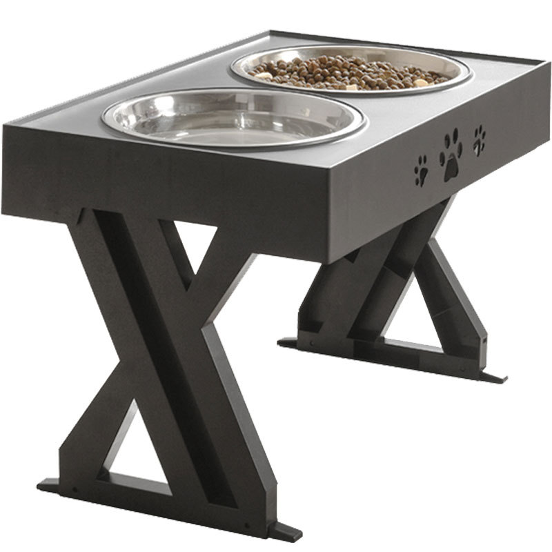 Dog Food Bowl Double Bowl Large Teddy Anti-Overturning High-Foot Drinking Water Large Pet Bowl Adjustable Elevated Dog Supplies